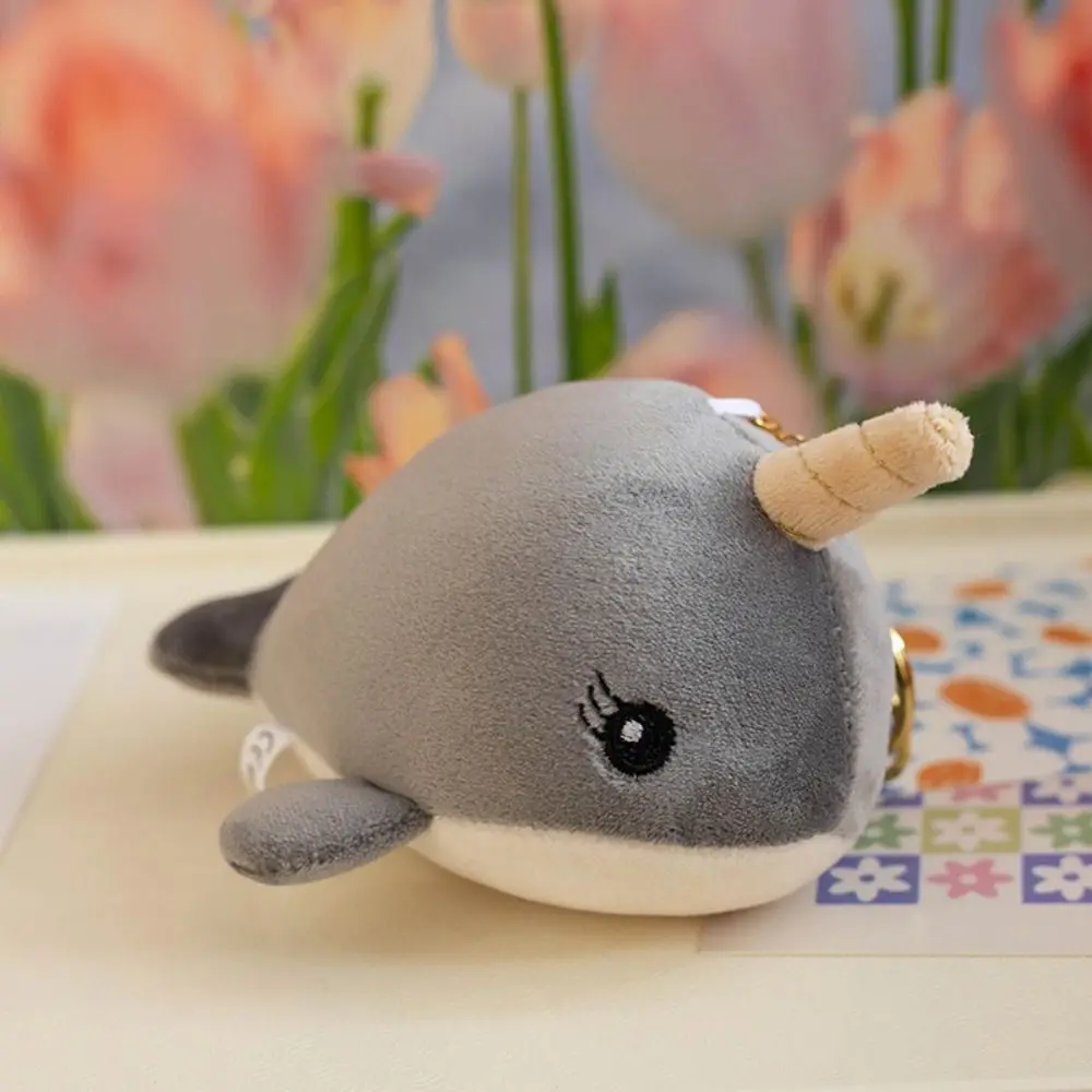 Soft Cartoon Plush Whale Keychain Stuffed Fluffy Animal Plush Whale Doll 12cm Ins Whale Plush Pendant Female Lady Girl