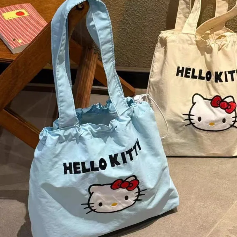 Hello Kitty Canvas Shoulder Bag, Cartoon Harajuku Merchandise, Cute Fashion Handbag for Girls, Ins Popular Trendy Style