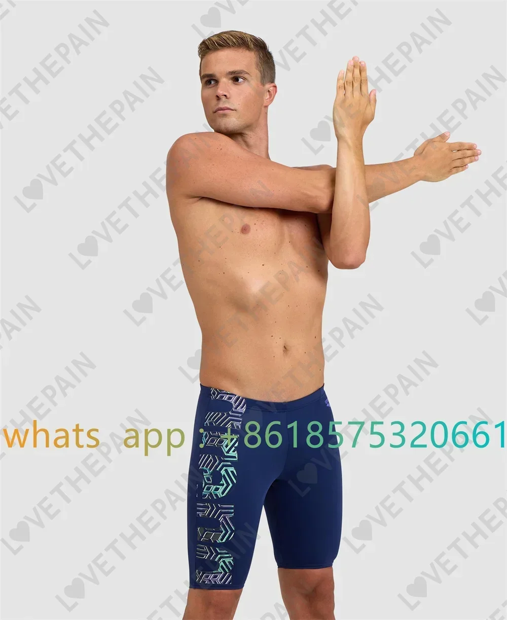 Summer Men's Printing Swimming Tights Shorts Surfing Jammer Swimwear Beach Trunks Sports Training Trunks Quick Dry Surf Swimsuit image 2