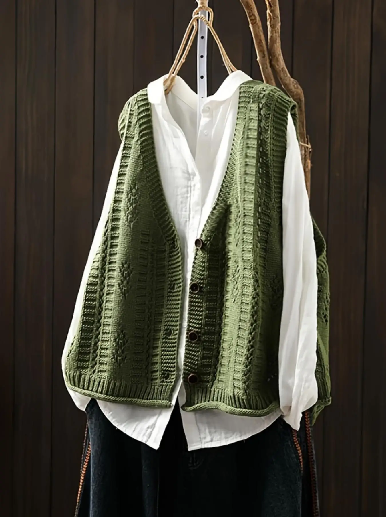 Women's V Neck Casual Sleeveless Plus Size Vest Pure Color Cardigan Spring and Autumn Festival Always Elegant and Fashionable