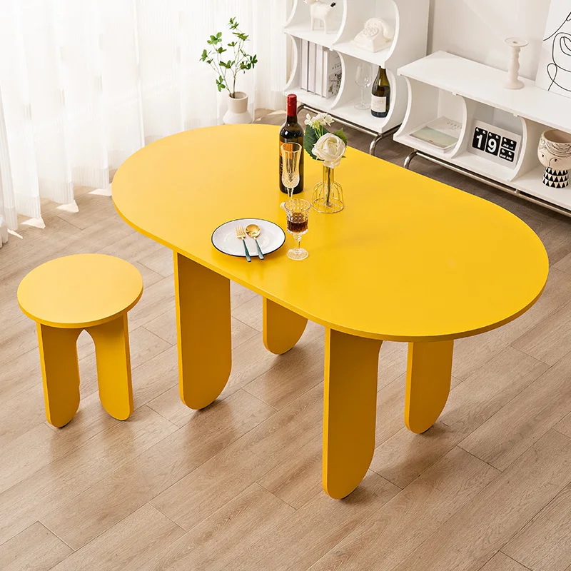 Designer pre-loved MDF dining table home desk small apartment pre-loved yellow office desk