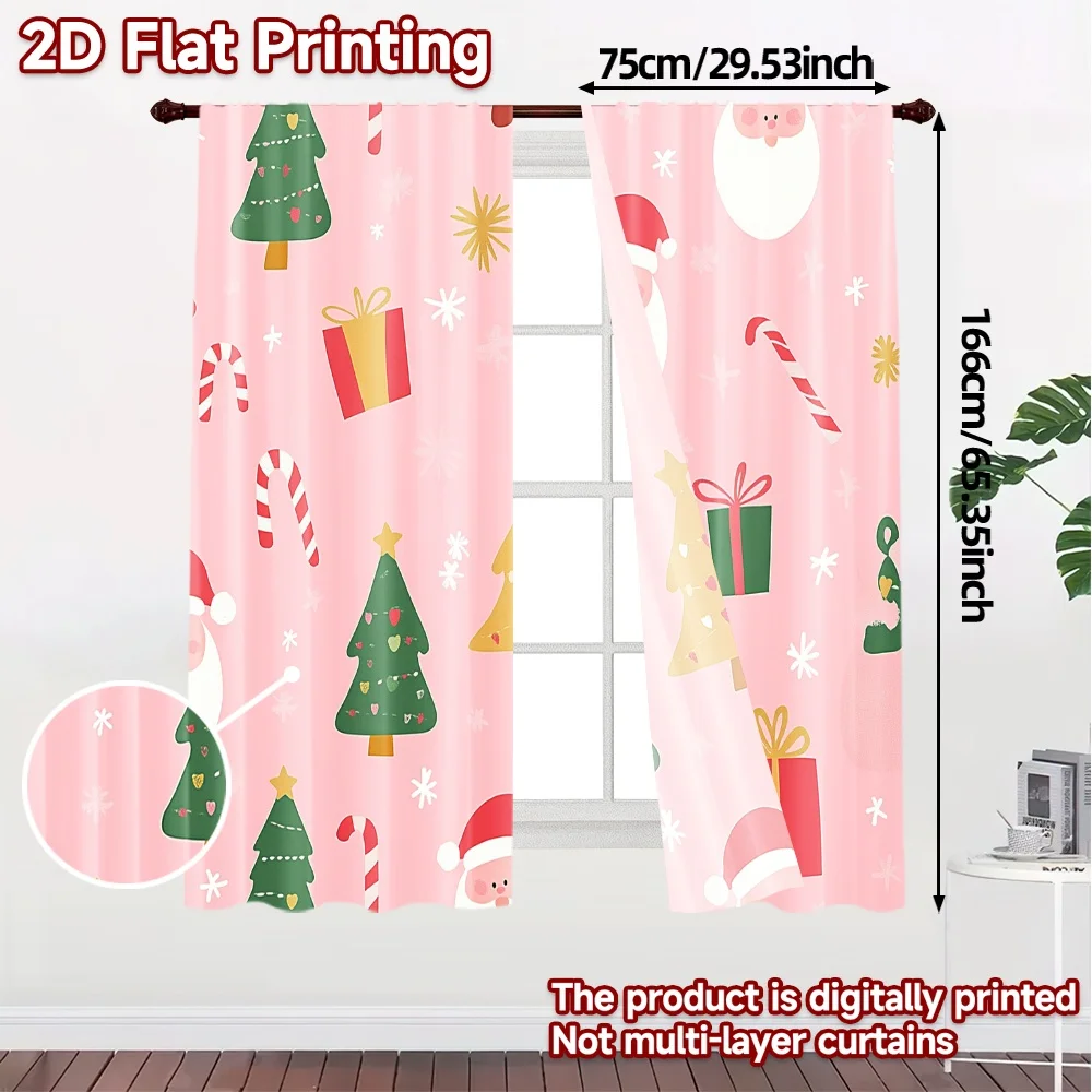 2pcs,Curtains Cute Christmas Elements (2) Pattern Chic Curtains Prints Light Filtering Curtains Versatile All Perfect for
