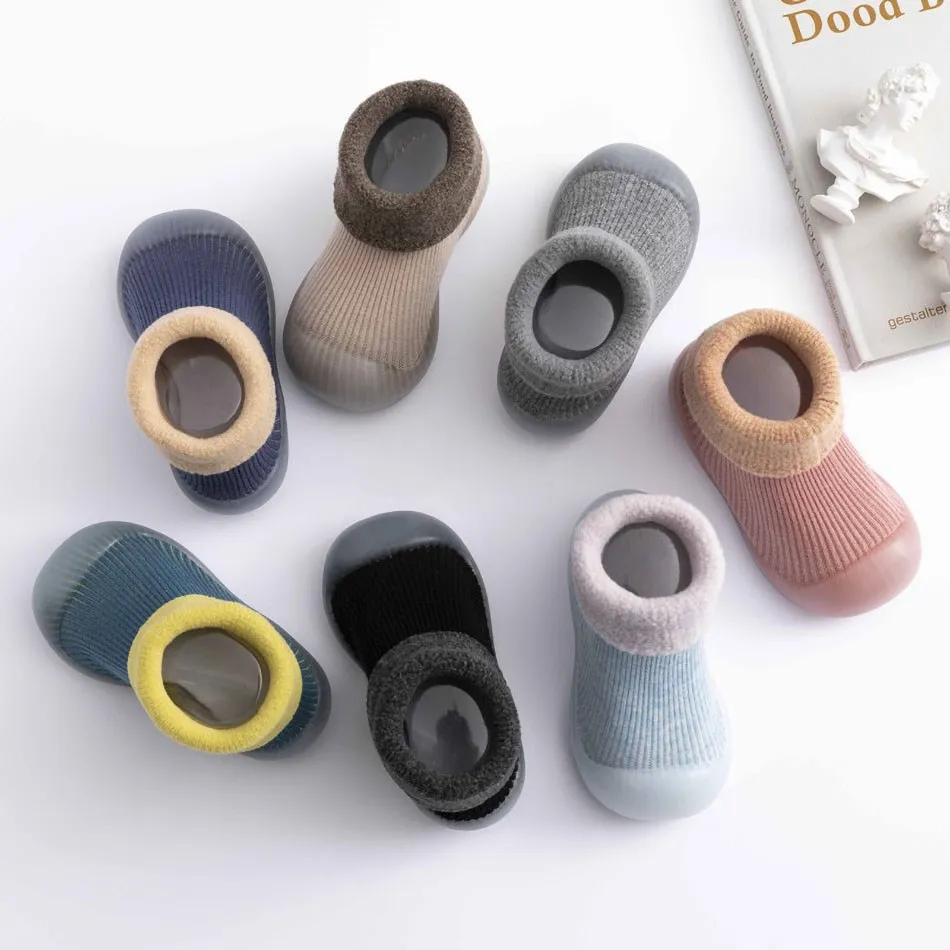 Baby Socks Shoes Newborn Floor Sneaker Newborn Kids Thicker Socks Shoes Infant Cute Cartoon Boy Shoes Soft Rubber Sole Shoes