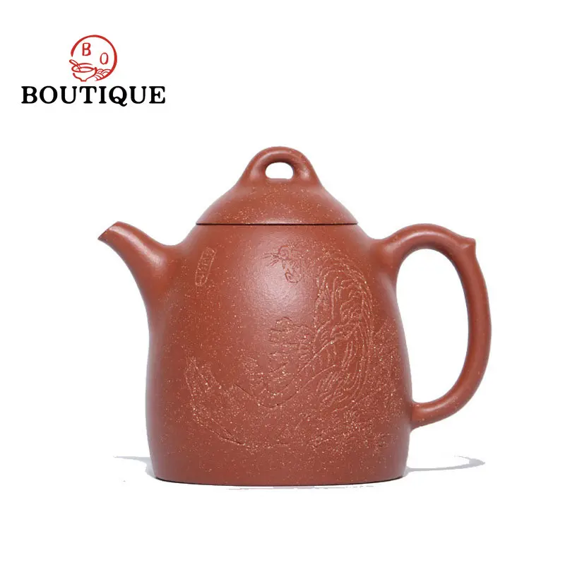 

230ml Authentic Yixing Handmade Purple Clay Teapot Master Hand-carved Tiger Qinquan Tea Pot Raw Ore Kettle Chinese Zisha Tea Set