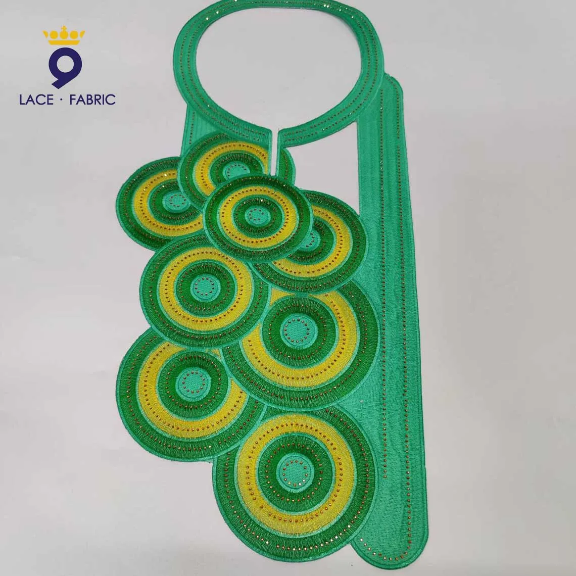 

Золотой африканский воротник с камнями для женщин, свадебная одежда, аксессуары для шитья своими руками, Нигерия Мали, зеленые воротники с вышивкой