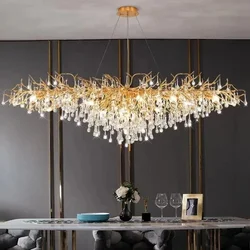 Nordic G9 Luxury Crystal Chandeliers Gold Chrome Water Drop Pendant Light Living Room Hotel Hall Villa Indoor Decor Fixture