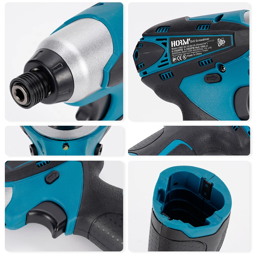 Электрическая отвертка 10,8 В, высокопроизводительная отвертка, комбинированный набор ударных отверток, полностью медный двигатель для батареи Makita