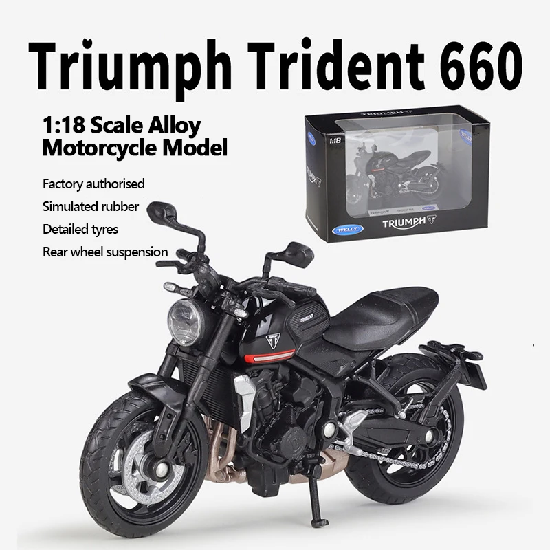 Welly 1:18 Triumph Trident 660 Street Motorcycle Diecast Model Modern Classic Triple