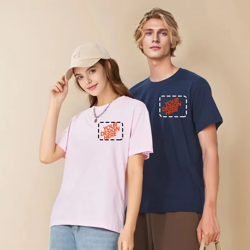 Man Blank Solid Color Short Sleeve T-Shirts 100% Pure Cotton Custom Print Your Logo O-Neck Shirt Unisex Leisure Tops Tee