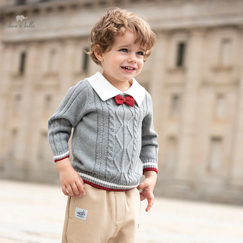 

Dave Bella 2023 New Autumn Winter Boys Children Top Knitted Sweater Pullover Fashion Casual Gentle Academic-Style DB4237237