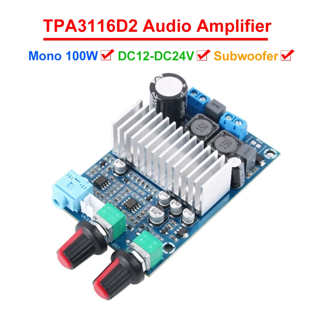 TPA3116D2 mono DC12-DC24V Digital Audio Amplifier Subwoofer Power Amplifier Board for Home Audio Car Speakers DIY