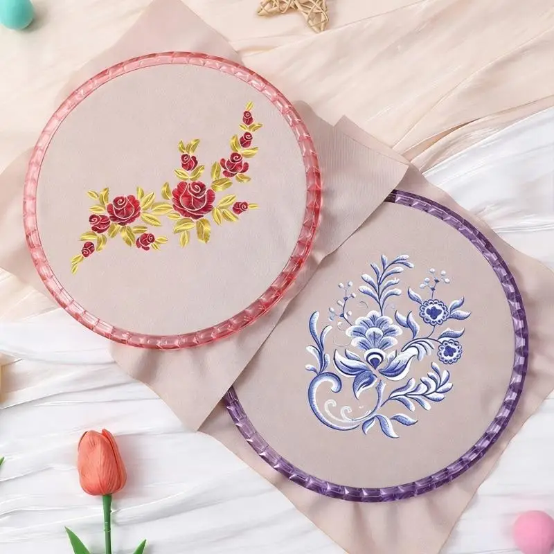 

2Pcs Adjustable Embroidery Hoops with Adjustable Spring Mechanism for Sewing Stitching Needlework Fabric Crafting Projec B03E