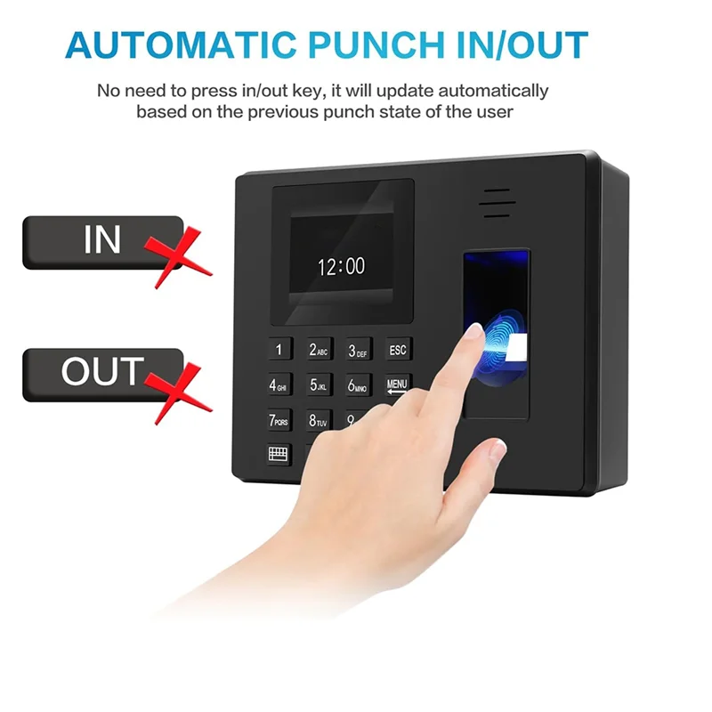 SQPP-Fingerprint Clock Finger Scanning And PIN Punch In One, No Monthly Fee Deduction Lunch Time Editor Lacks Punch