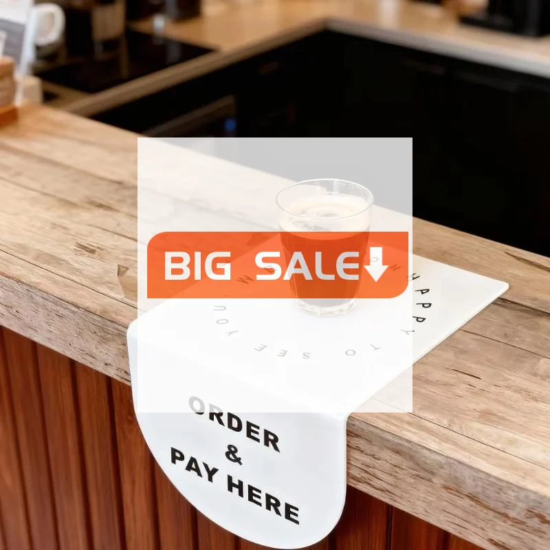 Acrylic Sign Counter Table Top ORDER PAY HERE With Icon Cafe Desktop Decoration Durable Material Suitable For Various Settings