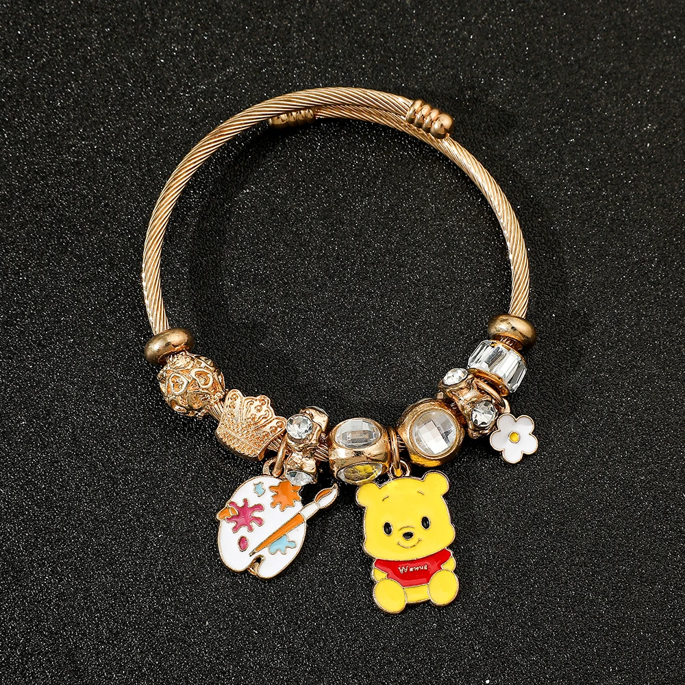 Disney Pooh Bear Bracelet Simple Fashion Cartoon Winnie Bracelet Ladies Party Jewelry Accessories Gifts