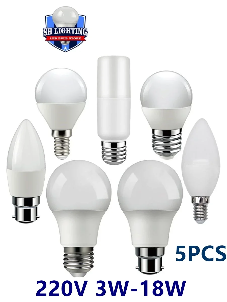 5PCS Factory promotion LED spotlight bulb T lamp 220V 3W-18W high lumen warm white light is suitable for kitchen study toilet