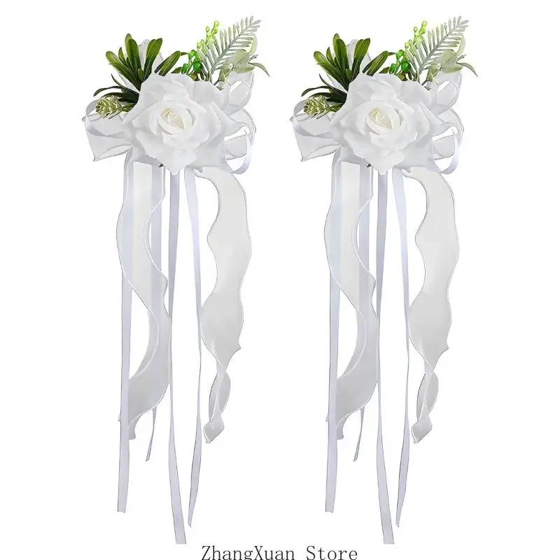 Hochzeitsauto-Rosenornament für Spiegelplatzierung und Zeremonien-Styling 3XUF – Detail 7