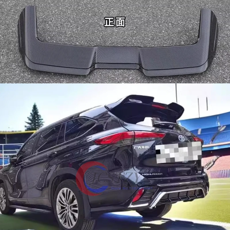 

For Toyota Highlander 4th Roof Spoiler 2021 2022 2023 2024 ABS Glossy Black/Carbon Look Rear Trunk Wing Car Accessories