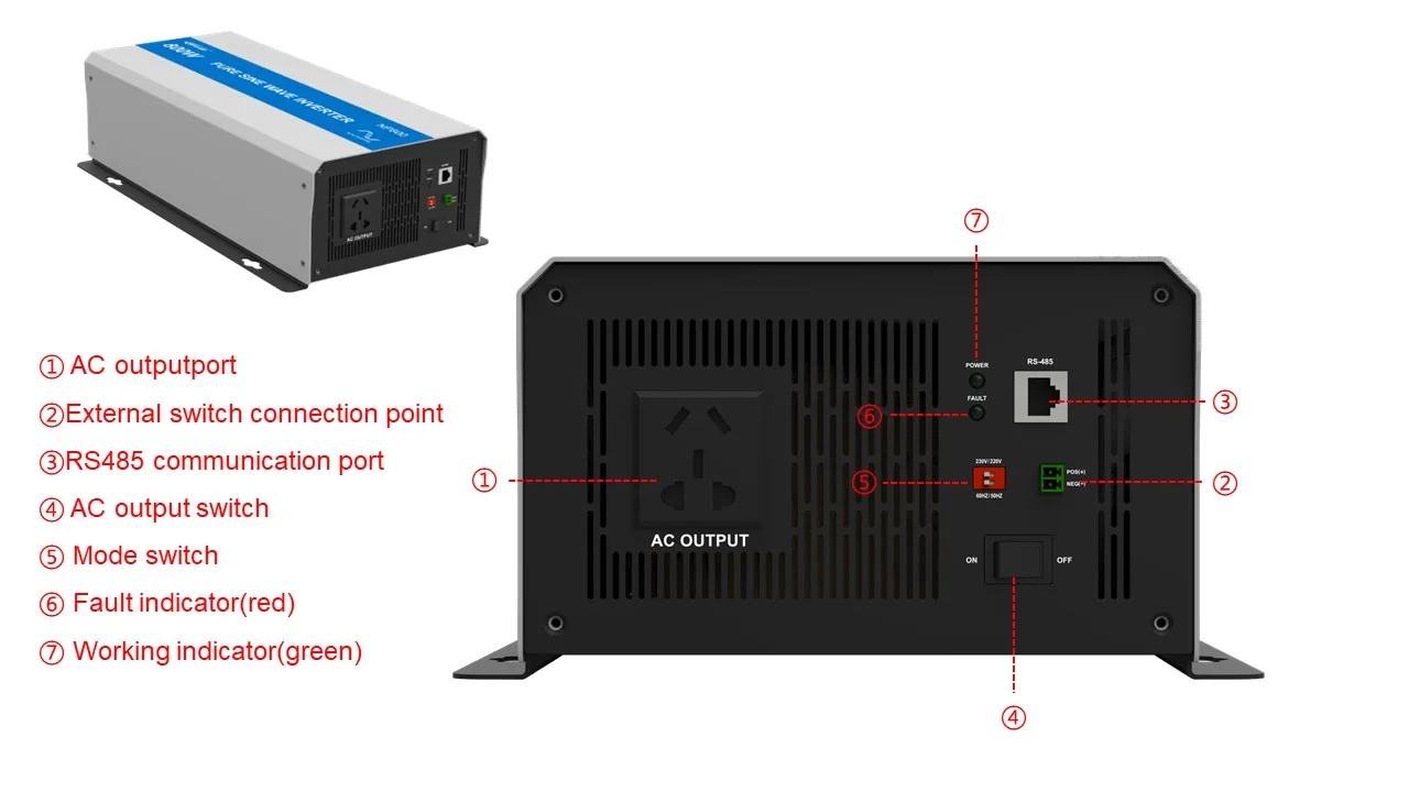 Low-frequency Pure Sine Wave Inverter Convert 12/24/48VDC To 220/230V AC 260W 600W 1kw 2kw 3KW 4KW 5KW