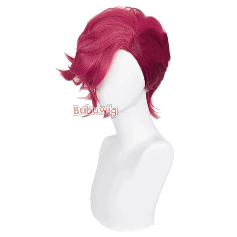 Bubuwig Synthetic Hair  LOL Arcane Vi Cosplay Wig Women 30cm Short Straight Hot Pink Party Wigs Heat Resistant