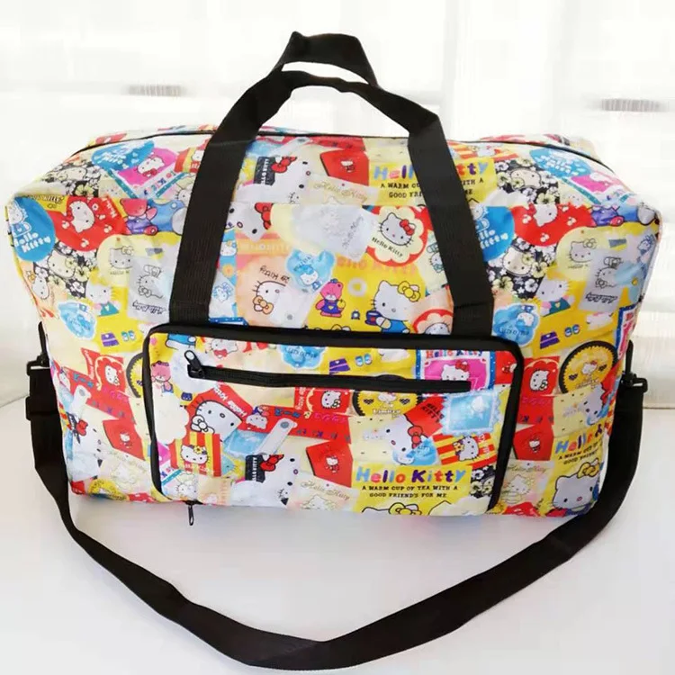 Hello Kitty Portable Large Capacity Foldable Storage Travel Bag Hand Luggage Bag Crossbody Shoulder Bag
