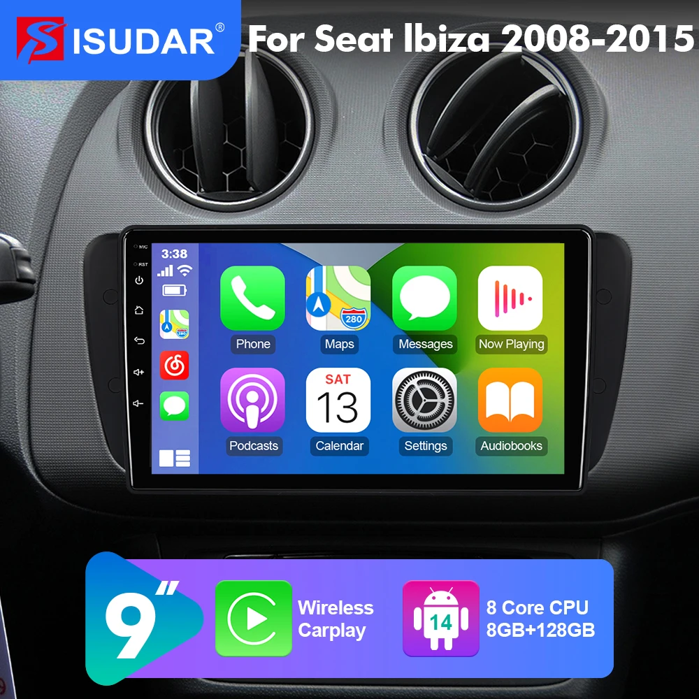 

2026 new! Android 14 Radio for SEAT Ibiza 6J IV 4 2008-2015 Multimedia Player CarPlay Android Auto GPS Head Unit camera Qualcomm