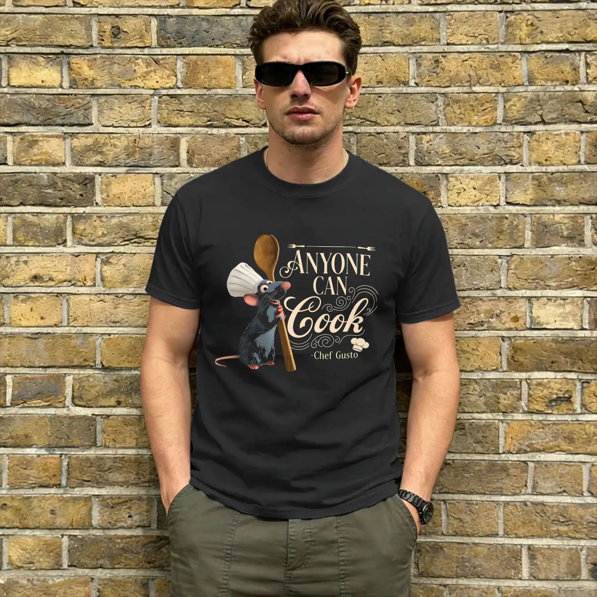 Ratatouille T-Shirt Men Chef Rat Cooking Awesome Cotton Tee Shirt Round Neck Short Sleeve T Shirt Big Size Tops