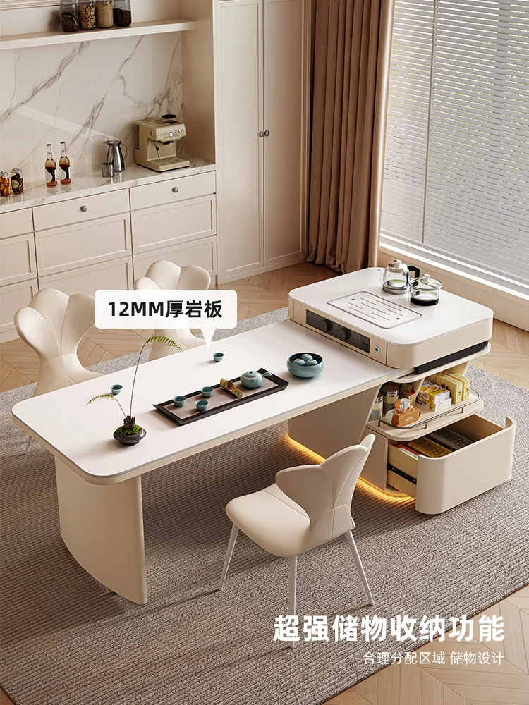 Table d'îlot intégrée, table de cuisine rétractable pour la maison, petit appartement, restaurant, îlot de vent crème