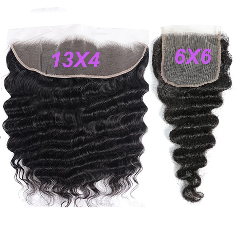 

Натуральные перуанские волосы 4x4 Lace Closure, свободная глубокая волна, фронтальная накладка 13x4, натуральный цвет, необработанные волосы, швейцарское прозрачное кружево