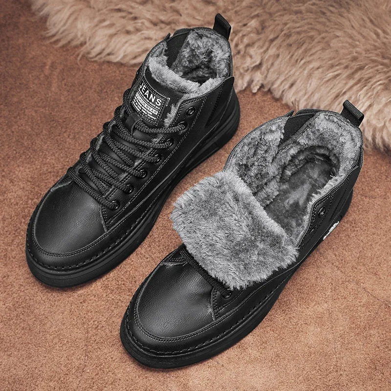 Winter Cotton Tooling Boot High Top Board Shoe Retro British Style Plus Velvet Keep Warm Comfortable Simple Young Non-slip Boots