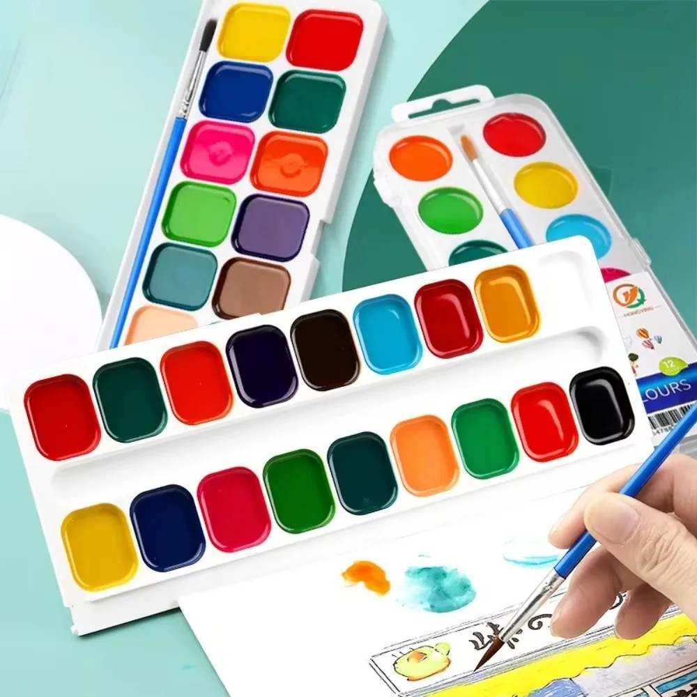 12/14/18 Colori Vernice ad acquerello solido semi-secco Colori ad acquerello lavabili solidi Set di acquerelli per pittura per bambini dipinti a mano