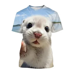 Sea Animal Otter 3D Printed T-shirt Summer Fashion T Shirt Men Women Casual Round Neck Short-sleeved Tops Tee Kids Clothing