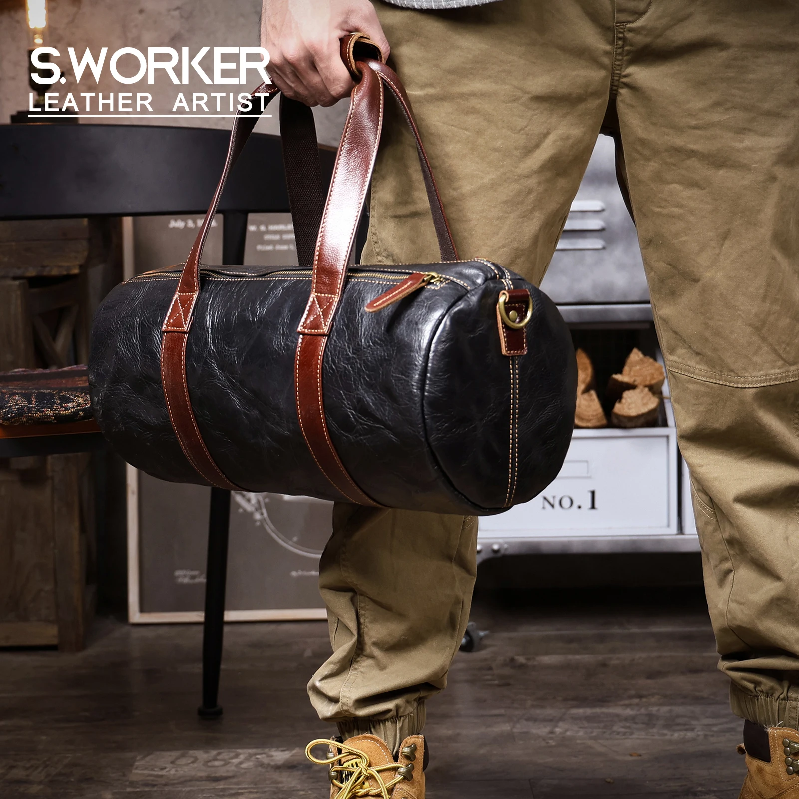Echte Leder-Umhängetasche für Herren, Crossbody-Sporttasche aus pflanzlich gegerbtem Leder, modischer Casual-Stil, einfache Rindsledertasche – Detail 2