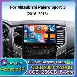 Android14 Carplay Car Radio For Mitsubishi Pajero Sport 3 L200 5 Triton 3 2015 2016 2017 2018 2019 Multimedia Player Stereo WIFI