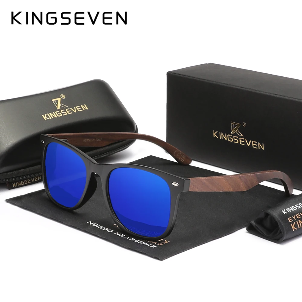 KINGSEVEN High Quality Walnut Wooden Sunglasses Men Polarize Anti-UV400 Lens Glasses Women Luxury Driving Brand Design Eyewear