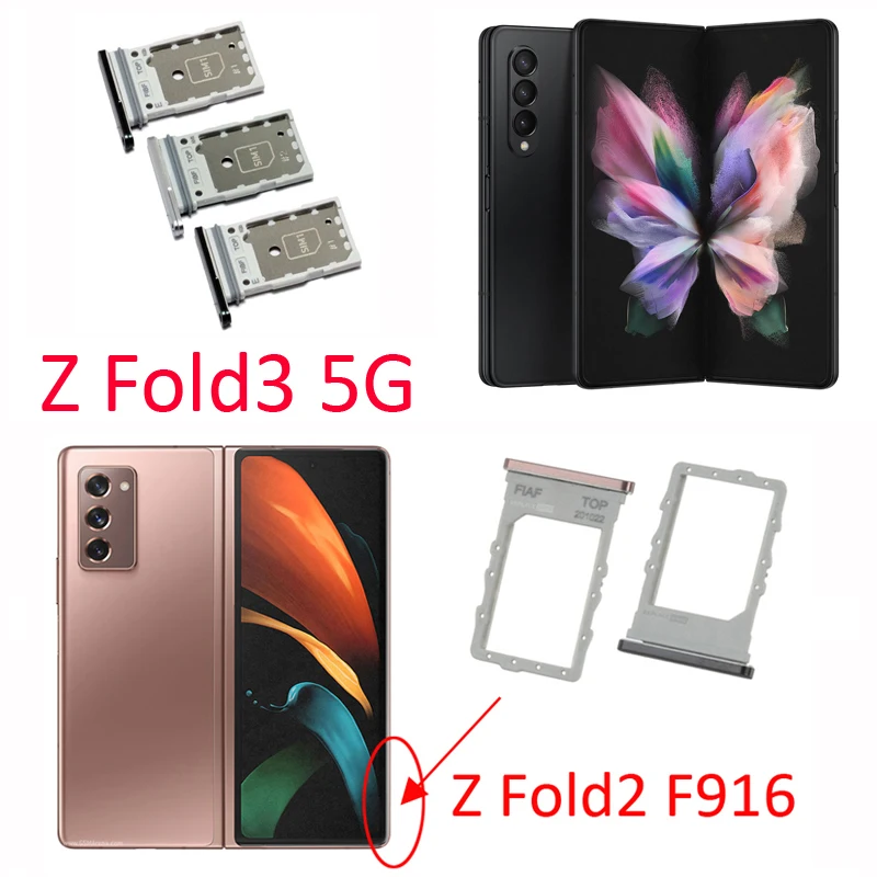 For Samsung Galaxy Z Fold2 Fold3 Fold4 5G Phone Sim Chip Card Tray Slot Z Fold 2 3 4 F916 F926 F936 New Drawer Holder