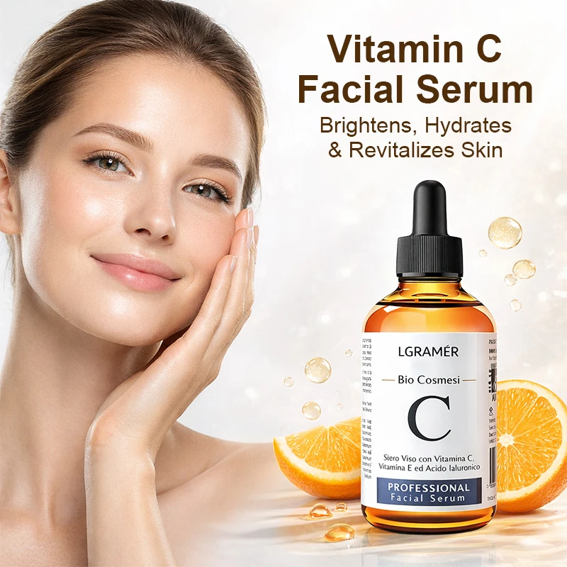 Sérum Facial Vitamina C Removedor de Manchas Escuras Essência Hidratante com Ácido Hialurônico Reduz Poros, Cuidados com a Pele Facial 30ml/60ml