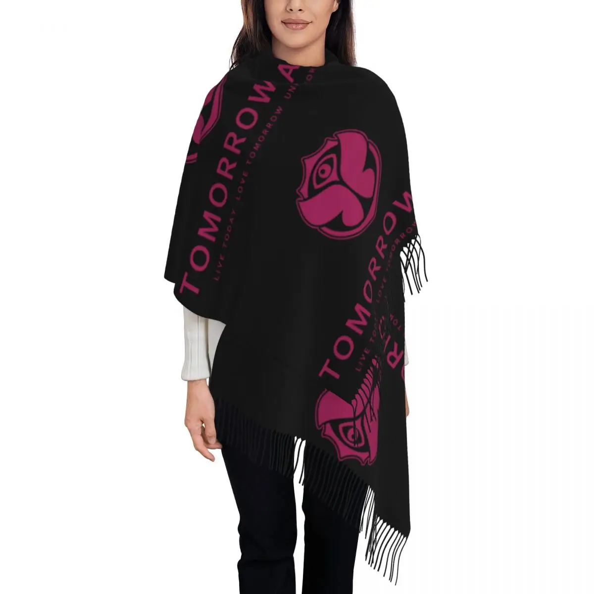 Tomorrowland Tassel Scarf Women Soft Belgian Electronic Dance Music Festival Shawl Wrap Ladies Winter Scarves