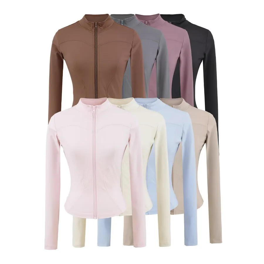 

Women's Lightweight Zip-Up Running Jacket, Quick-Drying Long Sleeve Yoga Top for Fall/Winter Outdoor Activities Yoga Sportwear