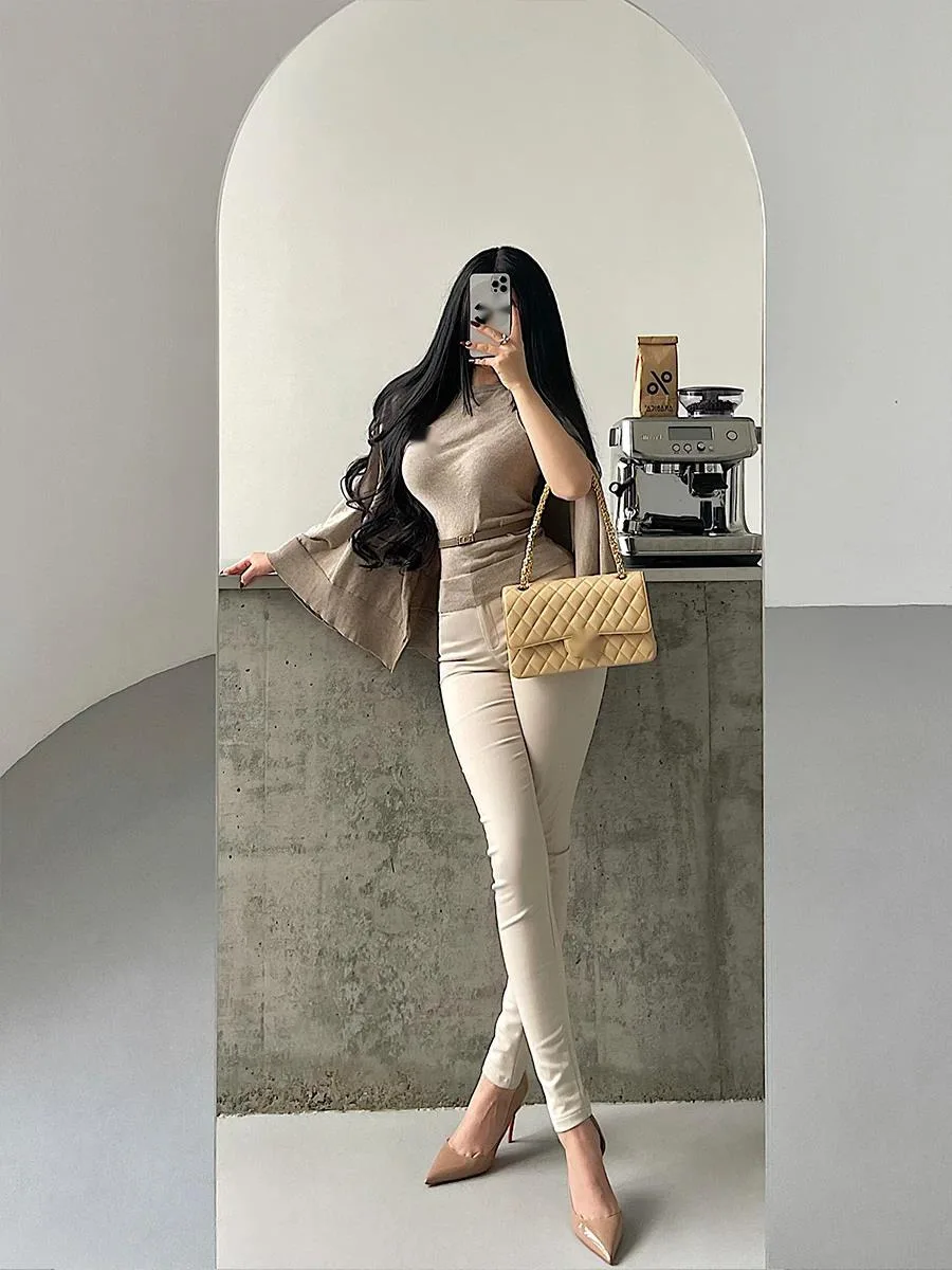 Korean Style Temperament Pure Desire Knitted Shawl Cape Top With Belt Loose Fashion Women Sweater Sweet Women Tops 2025 2QU5