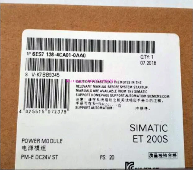 

6ES7138-4CA01-0AA0 SIMATIC DP, power module PM-E for ET 200S; 24V DC with diagnosis，Brand new and original