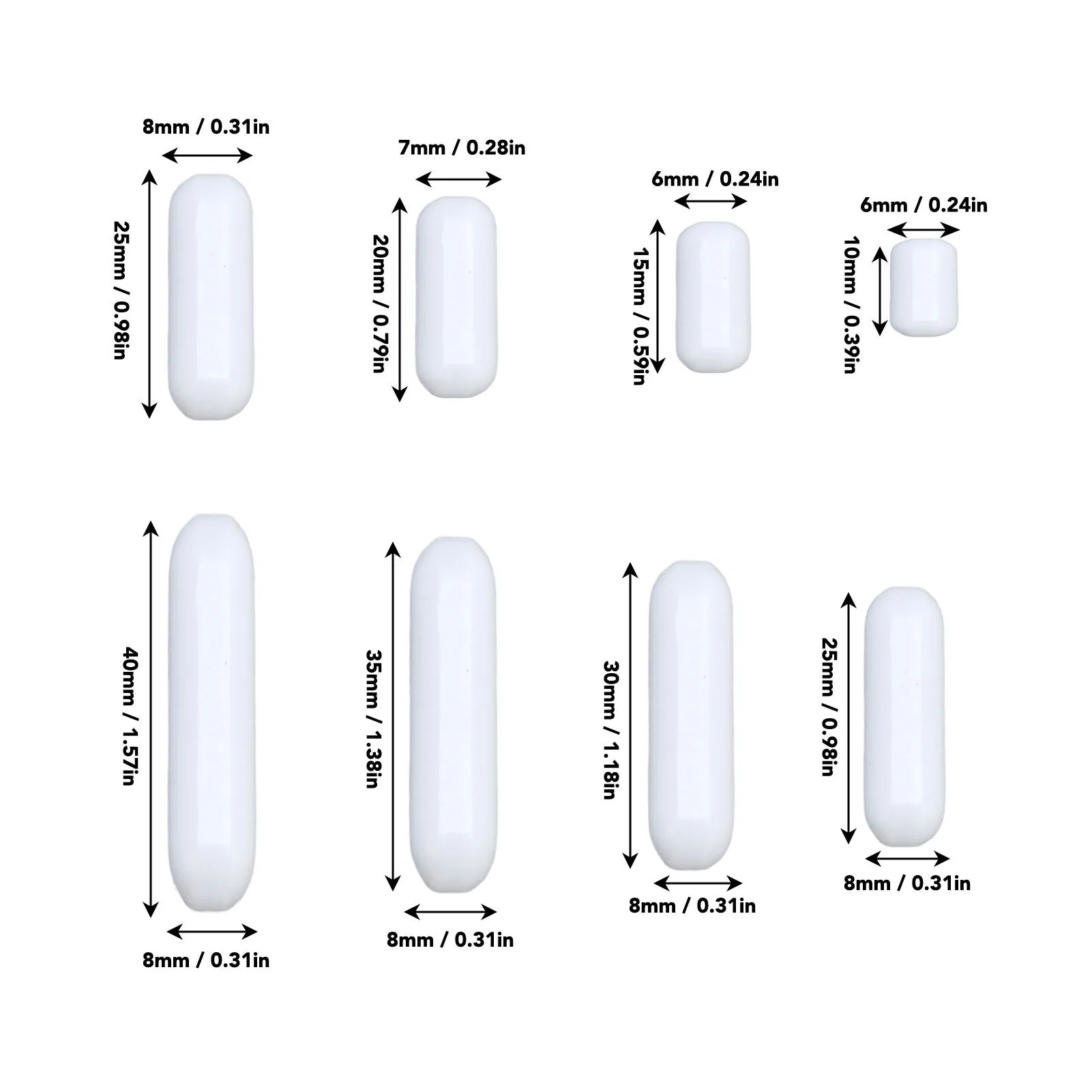 Magnetische roerstaafset Magnetische roerstaaf Stabiel Erosiebestendig Praktisch 10 mm-40 mm met plastic doos voor laboratorium