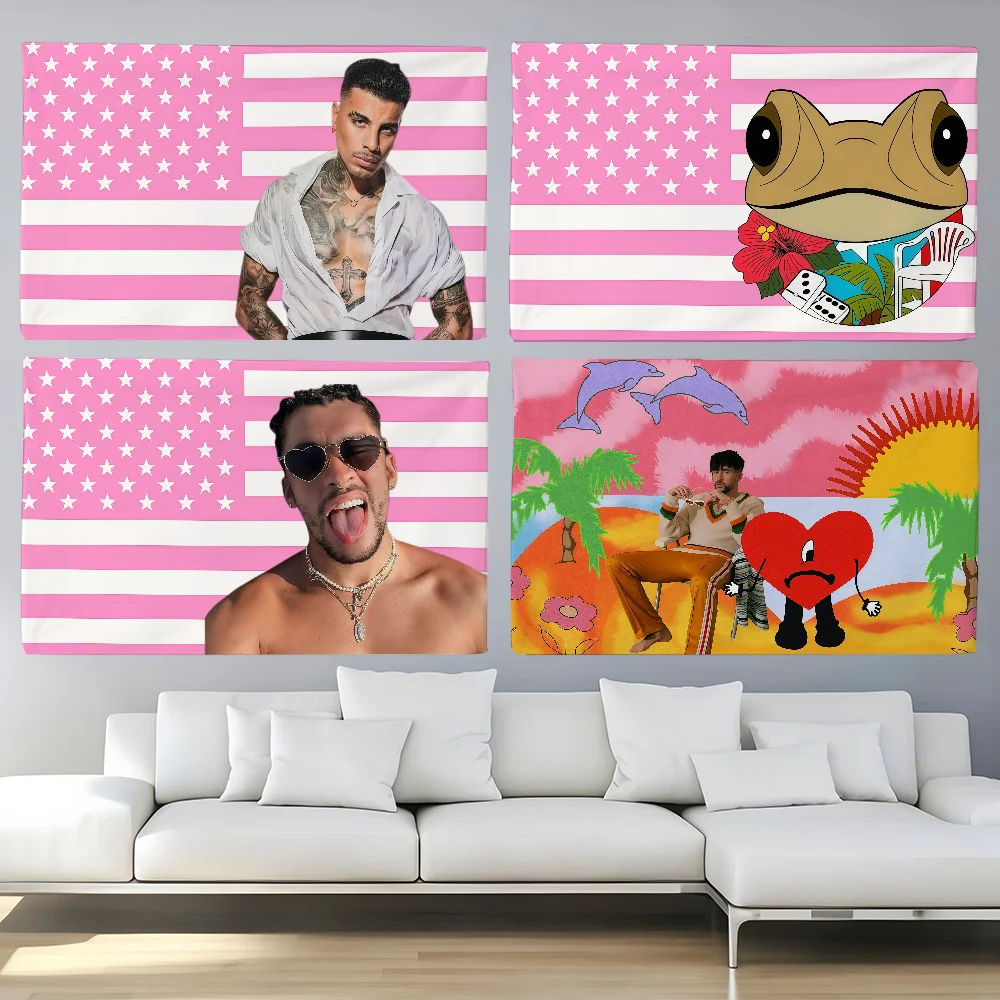Singer B-Bad B-Bunny  flag For Decoration Outdoor Picnic  Hanging Home Camping Party Banner