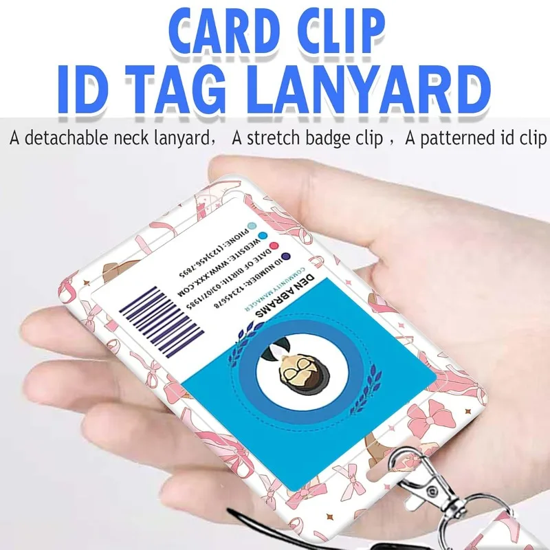 Retractable Badge Reel with Bow Tie Heavy Duty Carabiner Rotatable Clip Vertical ID Badge Holder for Nurses