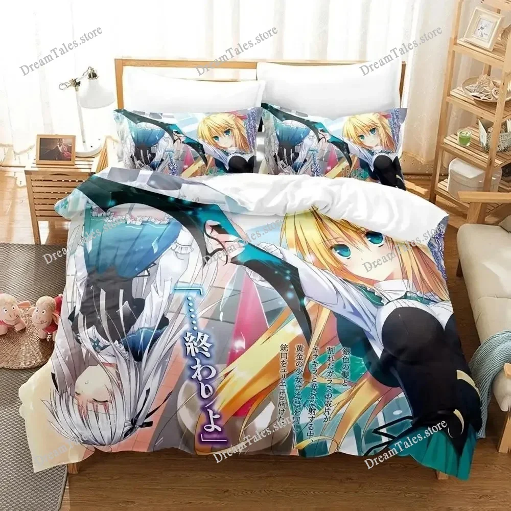 

Kawaii Anime Absolute Duo Bedding Set Duvet Cover Comforter Bed Set Quilt Cover Pillowcase King Queen Twin Size Boys Girl Adult7