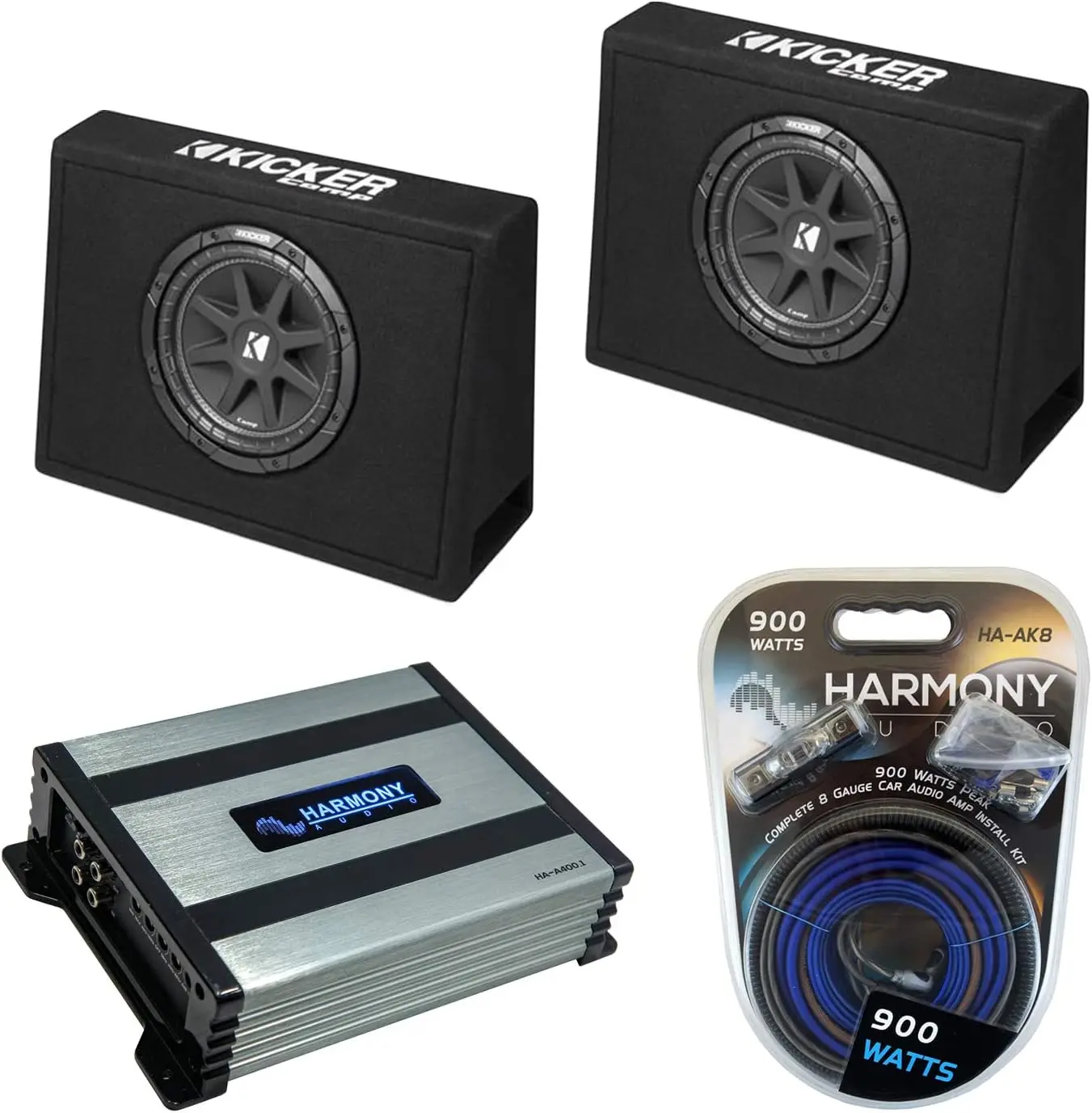 Harmony Audio Kicker Bundle Compatible with Universal Truck (2) 43CT104 Car Audio Single 10