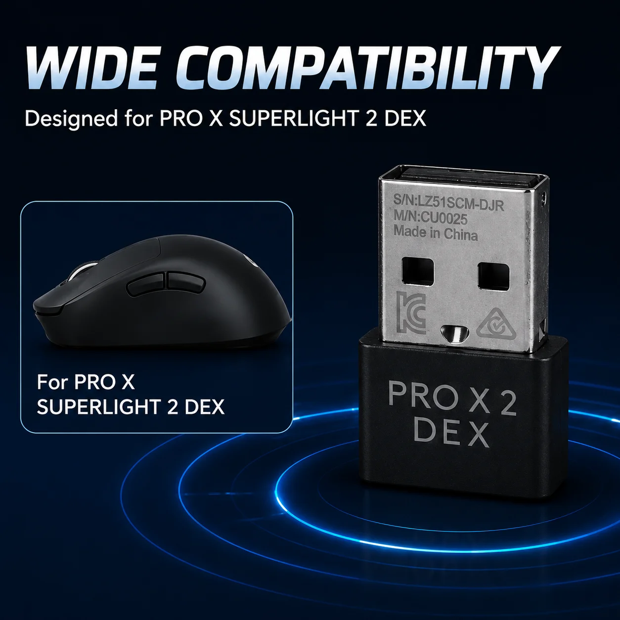 USB Receiver For Logitech PRO X SUPERLIGHT 2 DEX Replacement USB Dongle for Gaming Mouse 8000Hz Ready Mouse Adapter Replacement