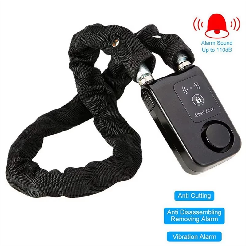 Bluetooth Smart Chain Lock, Keyless Lock for Bike/Motorcycle, Gate/Door, with Anti-Theft Alarm 110dB, Phone App Control