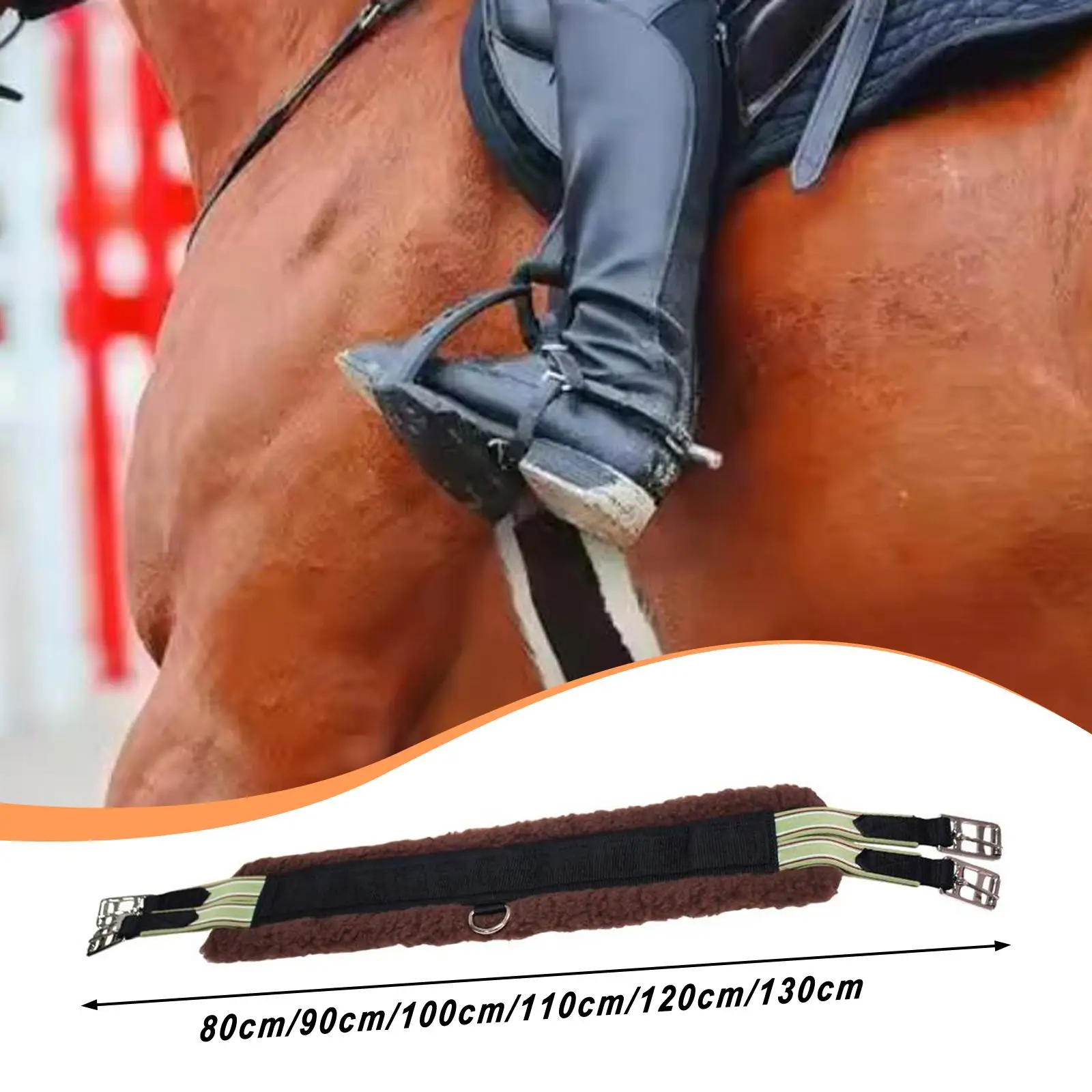 Dressage Short Strap Horse Girth Breathable Flannel Non Slip Webbing Stainless Steel Double Buckle for Competition Use