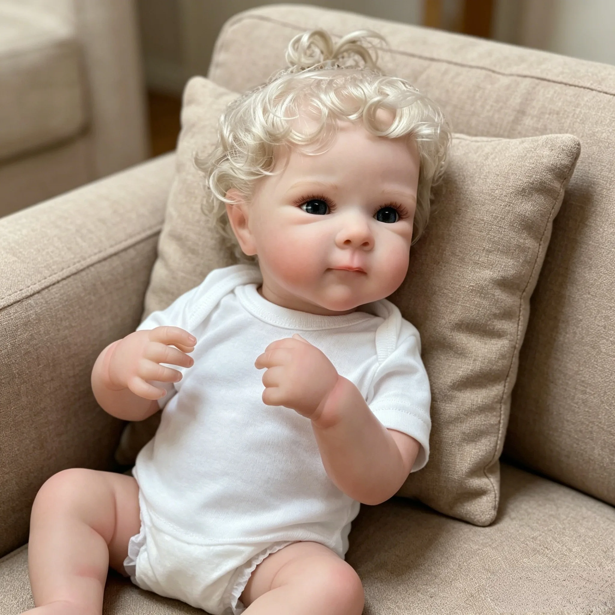 18 Inch Saskia1 Bettie Vinyl Reborn Baby Girl Doll, Full Body Lifelike Newborn, Real Touch Collectible Toy for Gift & Baby Simulation view 2